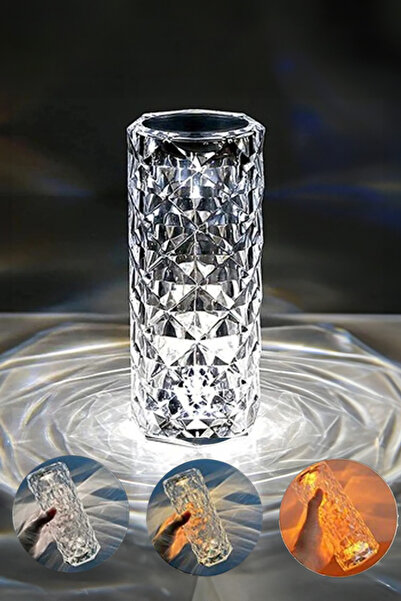 HANGAST Kristal 5v Şarjlı Masa Lambası Led Dokunmatik 3 Renkli Akrilik