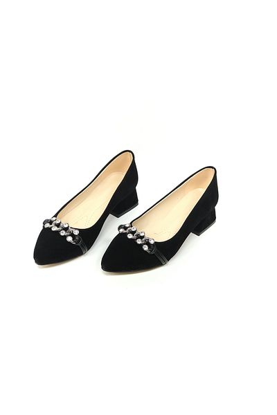 KAFKASLAR AYAKKABI KAFKASLAR 3 Cm Grosime Toc Lanț Piatră Detaliat Stiletto Classic Pantofi