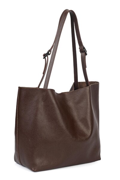 Ysmn حقيبة كتف نسائية واسعة بمقبض مزدوج من الجلد الطبيعي YC012035DRL