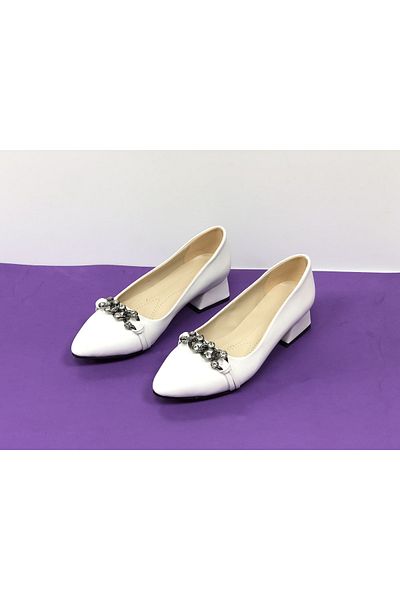 KAFKASLAR AYAKKABI KAFKASLAR 3 Cm Grosime Toc Lanț Piatră Detaliat Stiletto Classic Pantofi