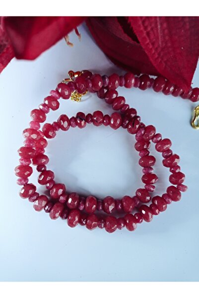 PİRAMİGO Kök Yakut Kolye 4/8 mm Kırmızı Gerdanlık Ruby