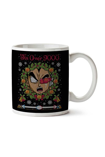 ART HEDİYE كوب تيس أوفر 9000 Vegeta Dragon Ball Z Christmas Jumper Pattern مطبوع على الجانبين