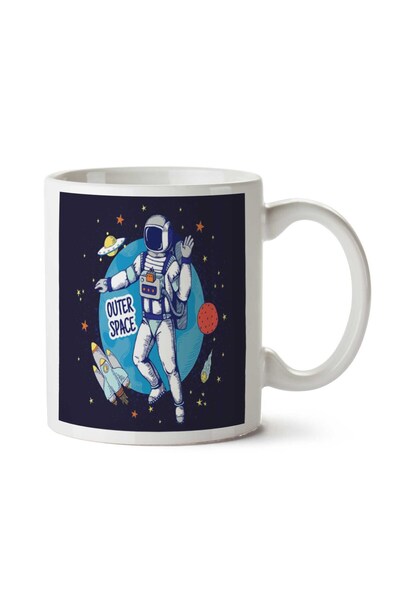 ART HEDİYE كوب مطبوع عليه صاروخ رائد الفضاء على الجانبين