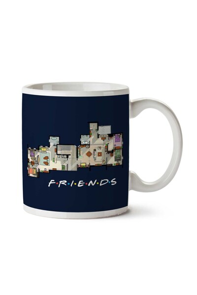 ART HEDİYE كوب مطبوع على الجانبين من Friends Apartment Floor Plan