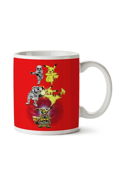 ART HEDİYE كوب بيكاتشو سوبر سايان ستار وورز بوكيمون مطبوع على الجانبين