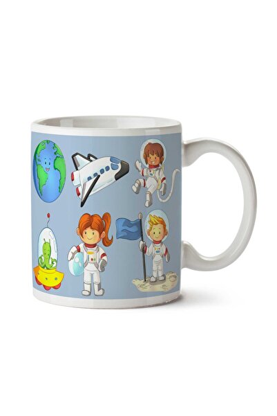 ART HEDİYE كوب مطبوع على الجانبين للفتيات والأولاد من Space Girl