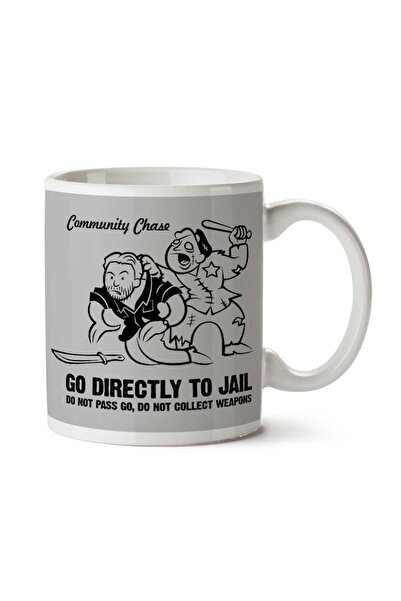 ART HEDİYE Community Chase Zombie Monopoly Two Sided Printed Mug