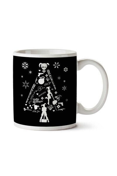 ART HEDİYE كوب Suicide Squad Harley Quinn Christmas Tree Silhouette باللون ال...