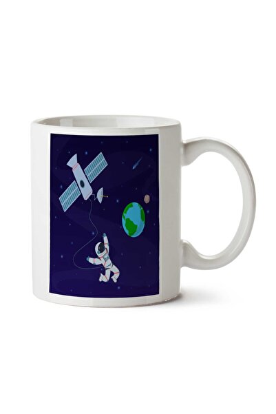 ART HEDİYE كوب مطبوع عليه وجهين من Astronaut World Galaxy