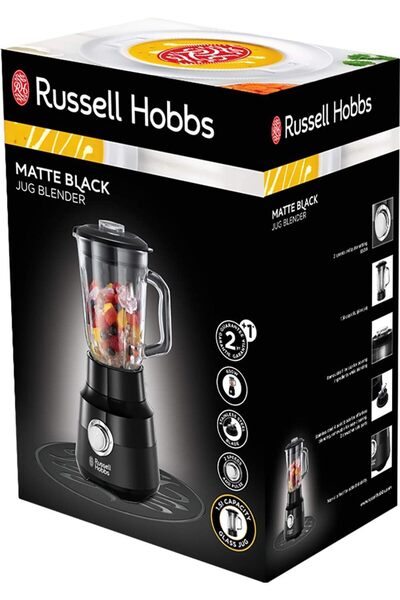 RUSSELL HOBBS 24722-56 Blender [1,5 L Cam Kap] Mat Siyah (güçlü 0.9ps Motor, Darbe/buz Kırma Fonksiy