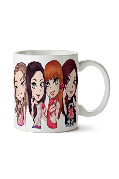 ART HEDİYE كوب مطبوع عليه شخصيات رباعية باللون الأسود والوردي على الجانبين