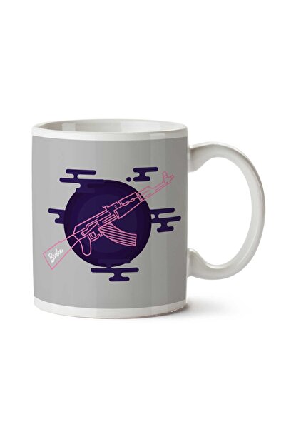 ART HEDİYE كوب باربي بندقية AK-47 مطبوع على الجانبين