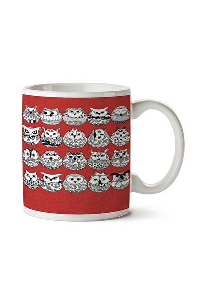 ART HEDİYE كوب مطبوع على الجانبين من Owls by Yoru