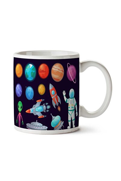 ART HEDİYE UFO Space Planet Astronaut Two Sided Printed Mug