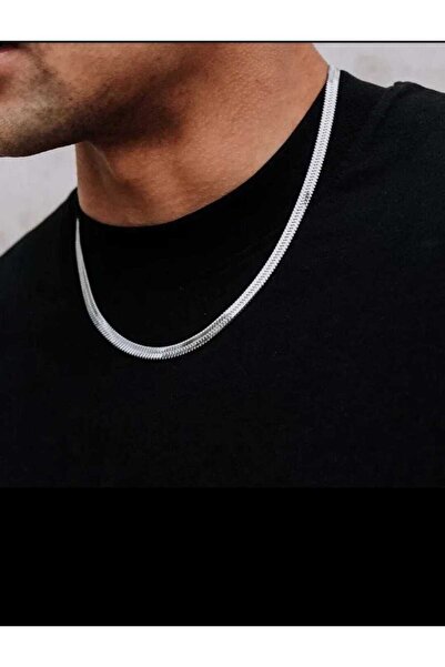 ESJ Stainless Steel Italian Scrunch Chain Unisex Necklace Silver 55+5 cm