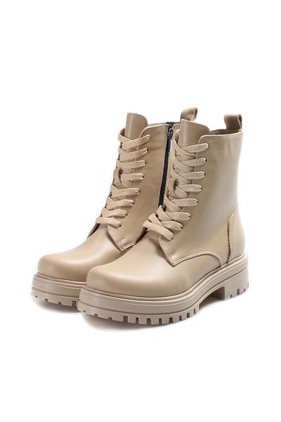 Ayakkabıhane Women's Classic Boots with Fur Inside and Genuine Leather Champagne Lace AH087571126121180