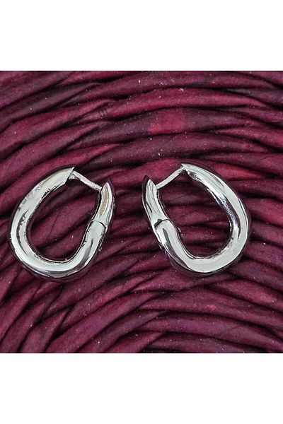 misstakıjewerly STEEL SILVER COLOR OVAL EARRINGS