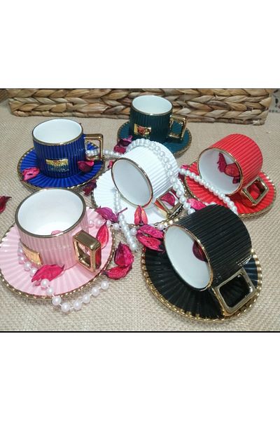 Kosova Albert 6 Persons 12 Pieces Porcelain Tea Cup Set