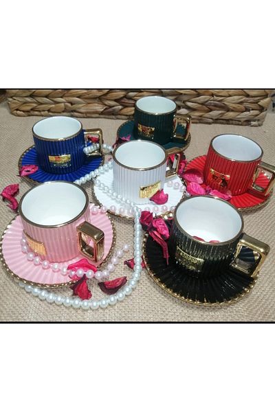 Kosova Albert 6 Persons 12 Pieces Porcelain Tea Cup Set