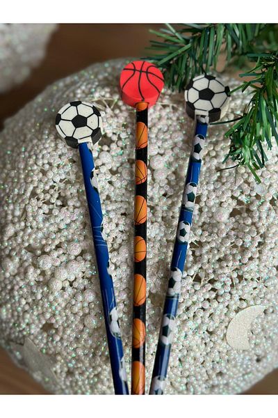 QUEEN AKSESUAR Imported new gift pencil eraser stationery set football basketball ball patterned male child