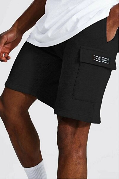 Minion شورت رجالي أسود بجيب كارجو 2 خيط