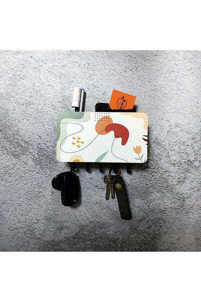 CajuArt Decorative Wall Hanger with Linear Motif Compartments - Keychain
