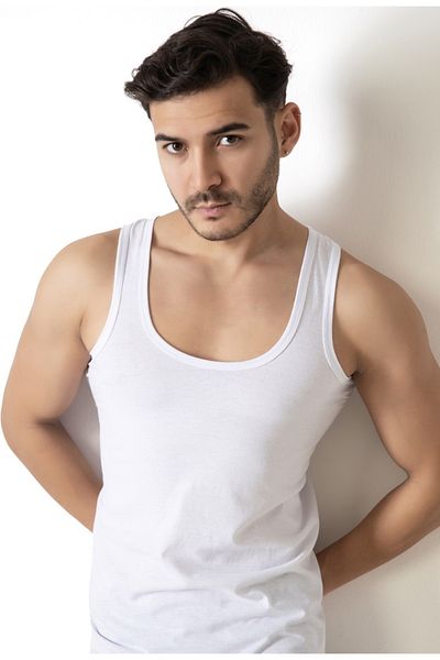 Sinem Yıldız Çamaşırları Men's Athlete White 100% Cotton Combed Cotton 3 Pack