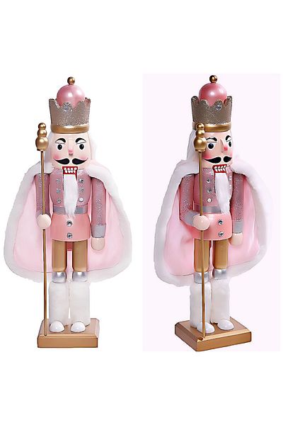 QUEEN AKSESUAR Imported Luxury Wooden Pink Glittered Stone Furry Movable Nutcracker Soldier Christmas Decoration Trinket 50cm