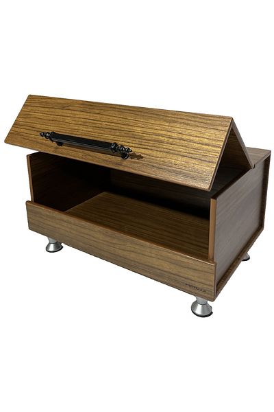 Mimoza Dignity Wooden Bread Box Walnut Black with Handles and Chrome Legs