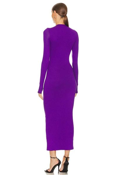 Zagrep Women's Custom Purple Finger Interlocking Silk Jersey Maxi Dress
