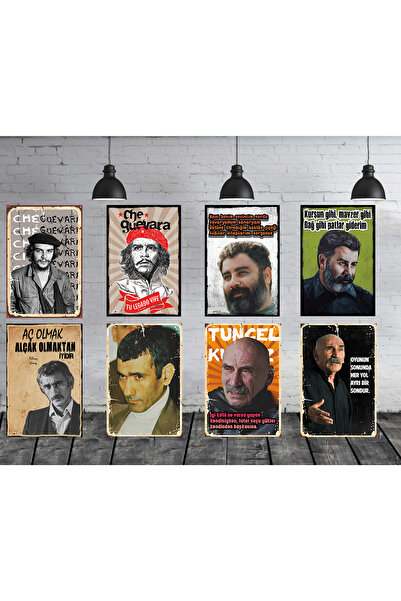 TAKIFİX Devrimci Seti 8 Adet 20x30 Cm Retro Ahşap Poster