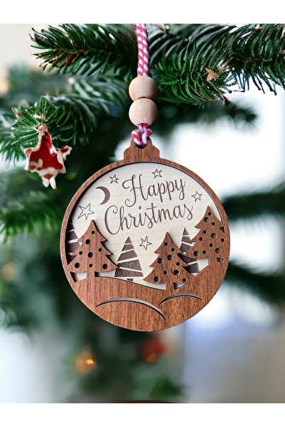 HippoDeco زخرفة شجرة عيد الميلاد على الطراز الاسكندنافي مع كتابة عيد ميلاد سعيد: زخرفة خاصة بنمط القمر والنجمة وشجرة الصنوبر