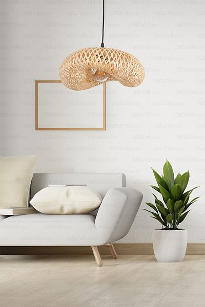 Naturel Home 42cm Bamboo Ellipse Pendant Lamp - Scandinavian, Modern, Bohemian, Rattan Lighting Lamp