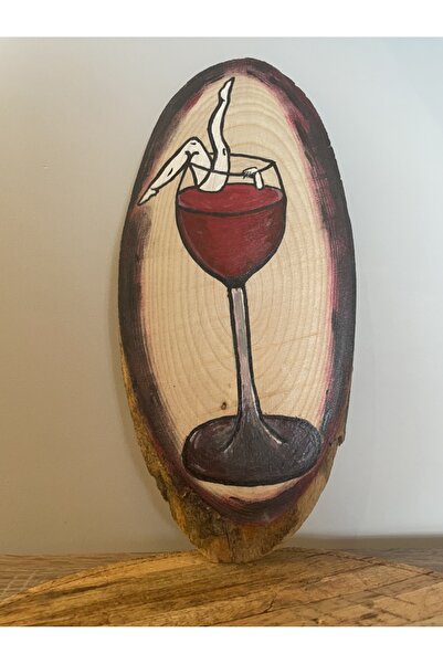 cicish Kütük Boyama Kadın Dekor No:9 35x15cm