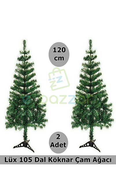 2 Adet Lüks 120 Cm 105 Dal Christmas Noel Yılbaşı Süsleme Köknar Çam Ağacı Demonte Pvc Ayaklı