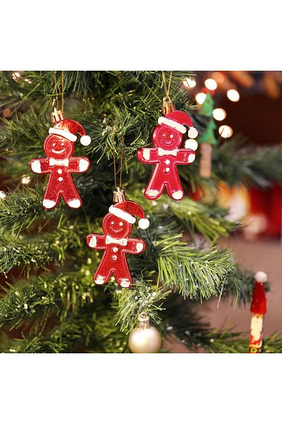 Yenigeldi 3 Pieces Cookie Man Shaped Gigerbread Ornament Christmas Tree Ornament