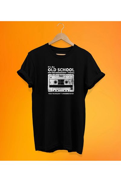remonz Μπλουζάκι Retro Old School με στάμπα μαύρο, 100% βαμβακερό Basic (κανονικό μέγεθος)