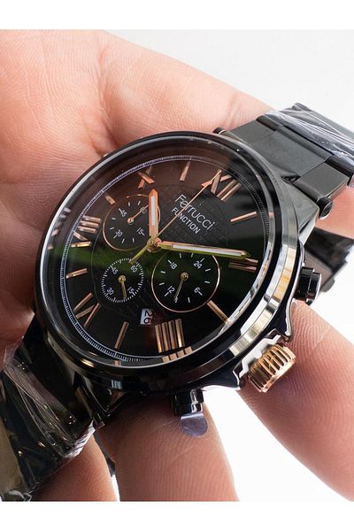 Ferrucci Men's Steel Wrist Watch with Roman Numakkamlı Calendar