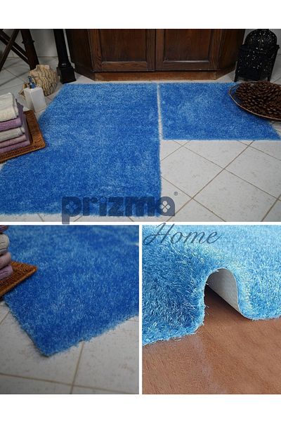 Prizma Romanza, Non-Slip, Washable 2-Piece Bathroom Rug, Mat| Light Blue - (60X100) (50X60) Cm