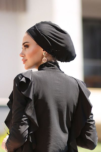Remsa Mayo Double Sided Cross And Shirred Swim Bonnet Black R-1009