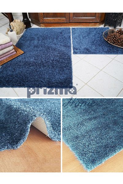 Prizma Romanza, Non-Slip, Washable, Single Bath Rug Mat| Petrol - (75X110CM)