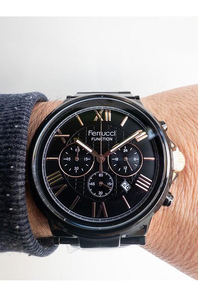 Ferrucci Men's Steel Wrist Watch with Roman Numakkamlı Calendar