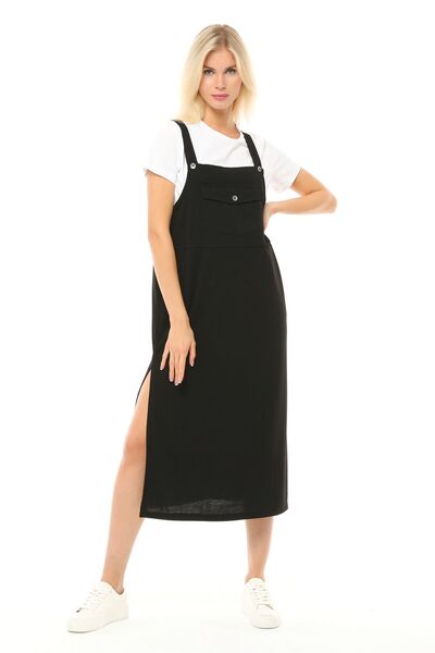 defys Kadın Askılı Yırtmaçlı Elbise