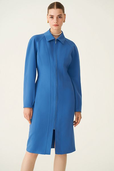 Perspective Abner Slim Fit Shirt Collar Below Knee Saks Color Dress