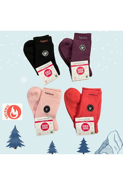 socksbox 4 ζευγάρια γυναικείες θερμικές χειμερινές κάλτσες χωρίς ραφή