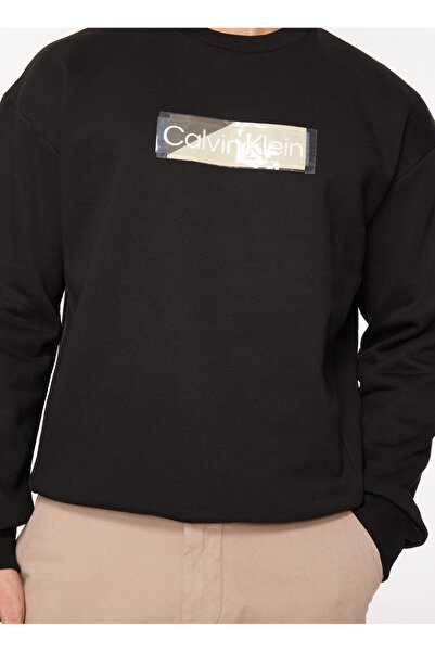 Calvin Klein Bisiklet Yaka Siyah Erkek Sweatshırt K10K111818BEH