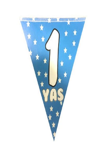 Kazanabil STAR 1 YEAR OLD TRIANGLE PENNNANT FLAG BLUE 2 METERS