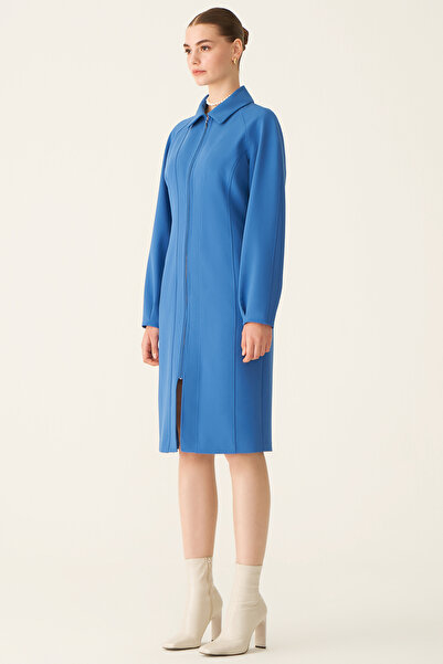 Perspective Abner Slim Fit Shirt Collar Below Knee Saks Color Dress