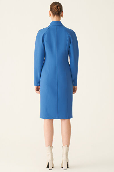 Perspective Abner Slim Fit Shirt Collar Below Knee Saks Color Dress