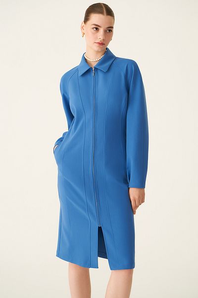 Perspective Abner Slim Fit Shirt Collar Below Knee Saks Color Dress